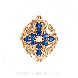 GS533 D/S - 14 Karat Gold Slide with Diamond center and Sapphire accents 